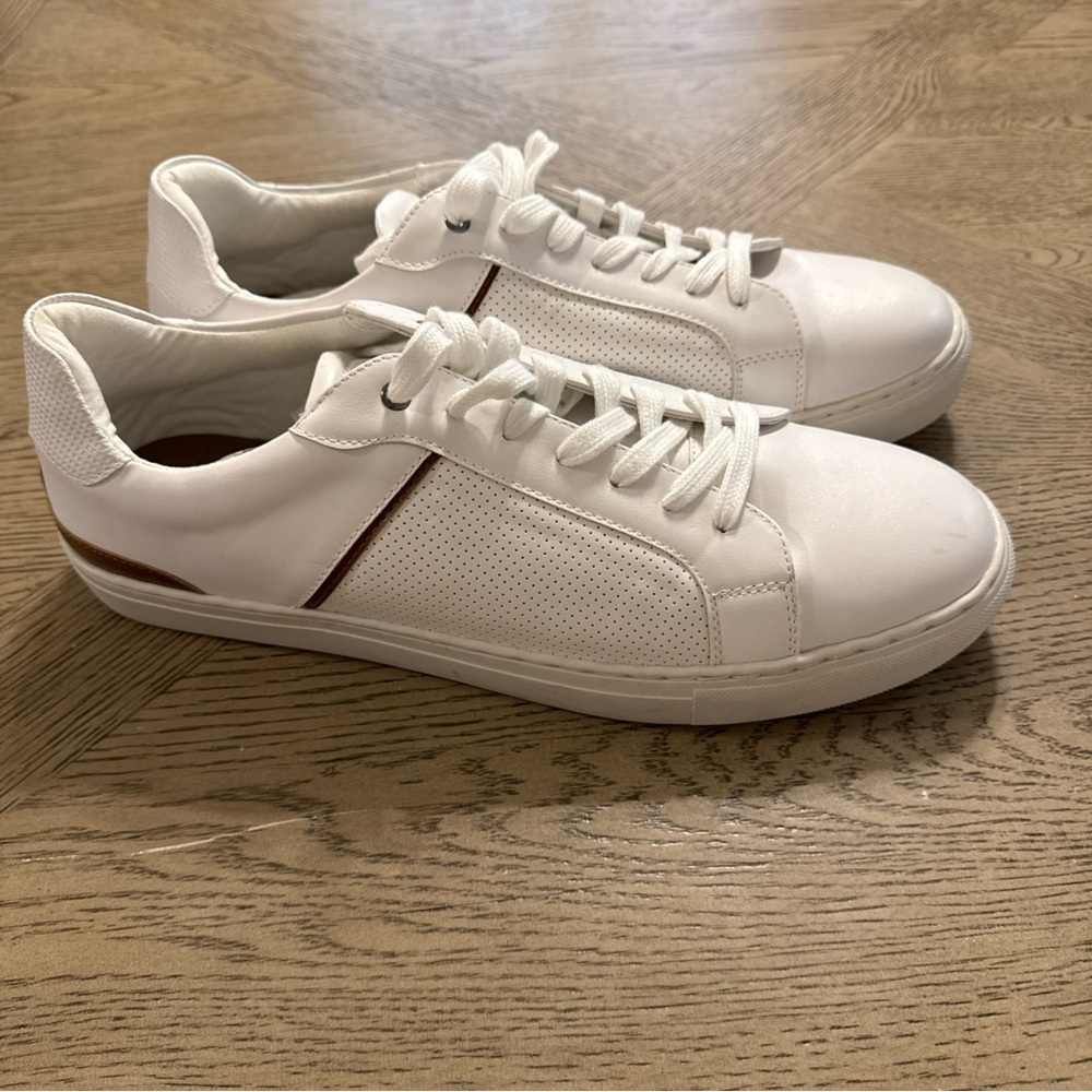Steve Madden Finneas Casual Sneaker Men's Size 13M, White Leather Fashion Shoe